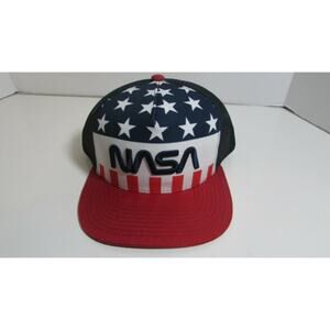 NASA Mens Baseball Hat Cap Americana Red White Blue Mesh Back Adjustable NEW